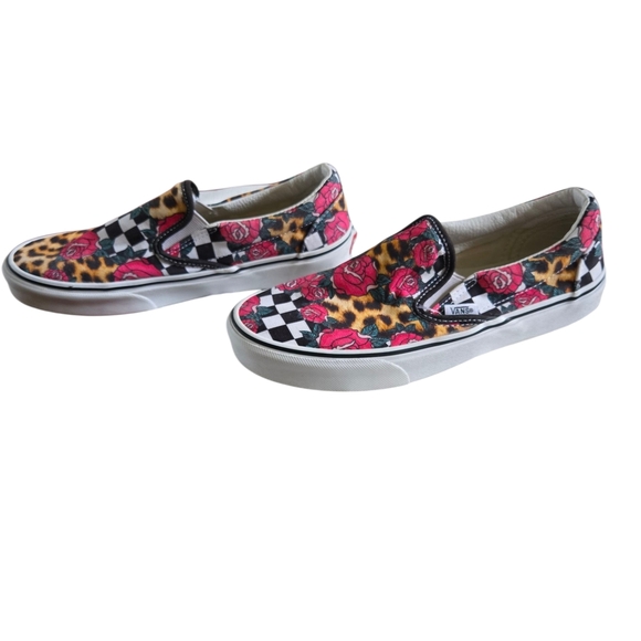 Vans Women's Checkered Floral and Leopard Slip-Ons - Picture 1 of 6